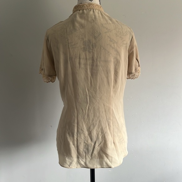 Liz Claiborne Vintage Lace Blouse โ Beige S - Picture 5 of 6